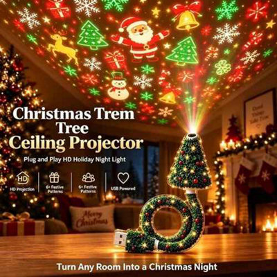 Christmas Projector Light HD Snowflake Christmas Tree Indoor Holiday ...