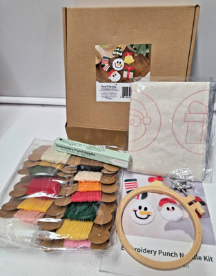 Christmas Punch Needle Embroidery Starter Kit DIY Craft Children Adult ...