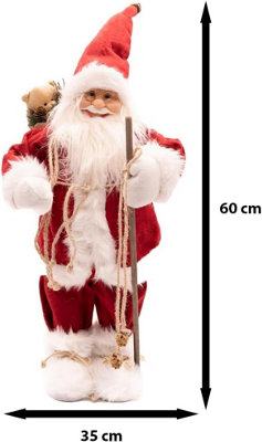 Christmas RED Jumbo Santa Claus - Deluxe In-Lit Battery Operated Soft Plush Standing Santa Figure LED