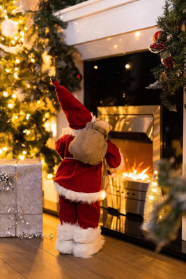 Christmas RED Jumbo Santa Claus - Deluxe In-Lit Battery Operated Soft Plush Standing Santa Figure LED - 6