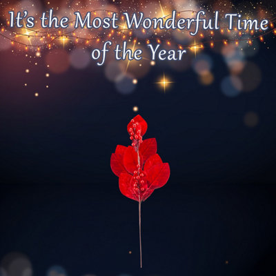 Christmas Red Leaf Berry Stem Christmas Decoration X 1 67cm Red