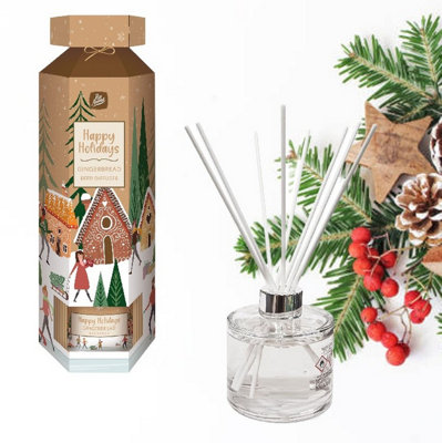 Christmas Reed Diffuser Cracker Happy Holidays Gingerbread Fragrance 100ml