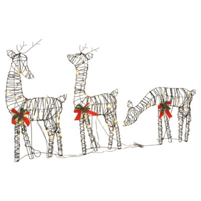 Christmas Reindeer Families 2 pcs 180 LEDs Warm White Rattan - 5