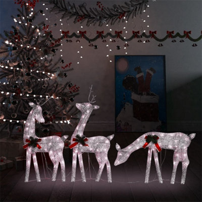 Christmas Reindeer Family 270x7x90 cm Gold Warm White Mesh