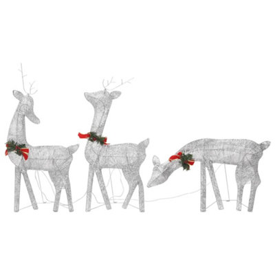 Christmas Reindeer Family 270x7x90 cm Silver Cold White Mesh - 3