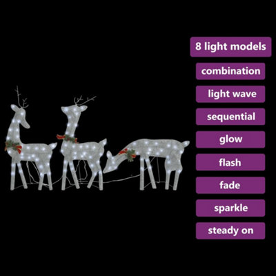 Christmas Reindeer Family 270x7x90 cm Silver Cold White Mesh - 9