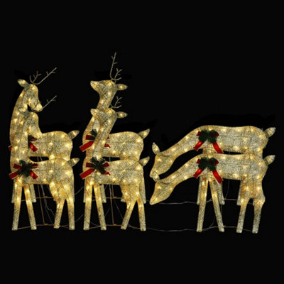 Christmas Reindeers 6 pcs Gold Warm White Mesh - 3