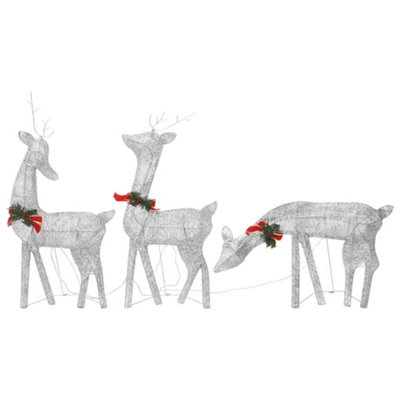 Christmas Reindeers 6 pcs Silver Cold White Mesh - 3