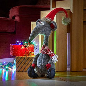 Christmas Renton Rat - Free Standing Soft Plush Furry Fabric Rat Ornament - Festival Accessories Santa Style Rat