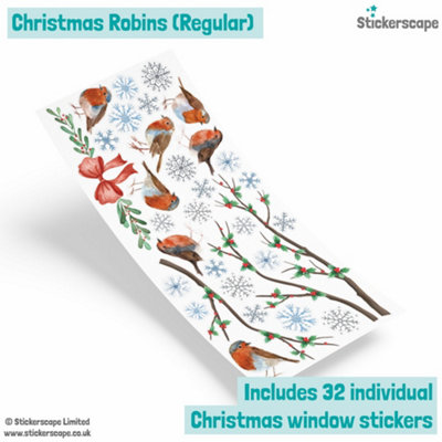 Christmas Robins Window Sticker (Regular size)