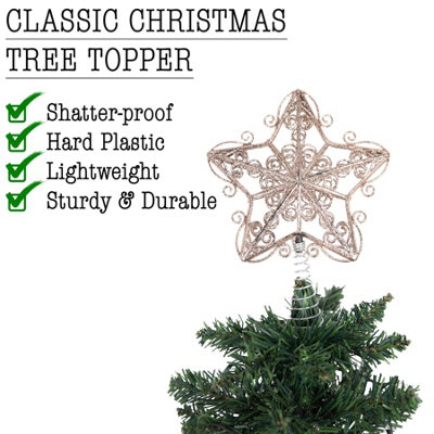 Christmas Rose Gold Glitter Star Tree Topper - Sparkling Star ...