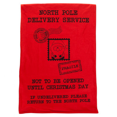 Christmas Sack Jumbo Felt Printed Sack X 1 60cm x 90cm Red