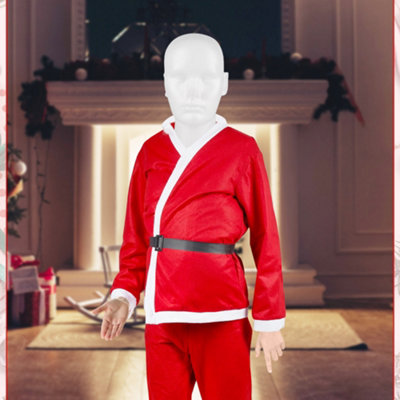 Christmas Santa Claus Costume Set for Adults, Traditional Father Santa Dress,  5pcs Set