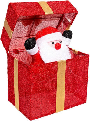 Christmas Santa Pup-up Lighted LED Gift Box 30cm
