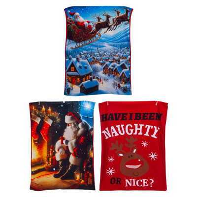 Christmas Santa Sack 1 x Varied Design 50cm x 70cm Christmas Themed