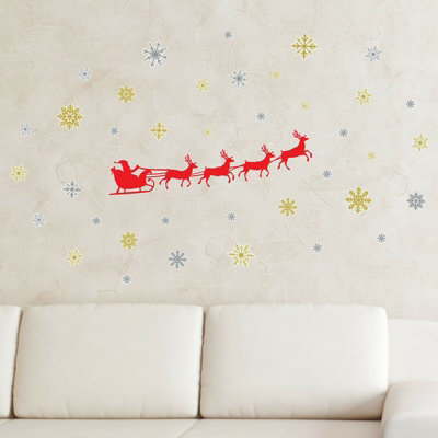 Christmas Santa Sleigh Wall Stickers Wall Art, DIY Art, Home