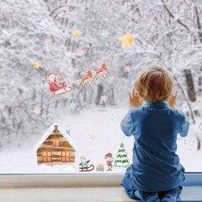 Christmas Scene Window Sticker Pack Children's Bedroom Nursery Playroom Décor Self-Adhesive Reusable
