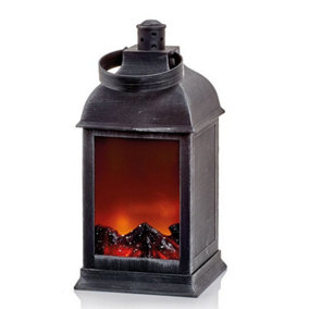 Christmas Shop Fireplace Lantern Decoration Antique Silver Rounded (One Size)