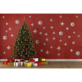 Christmas Silver Bling Snowflakes Wall Stickers Living room DIY Home Decorations