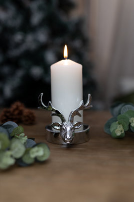 Christmas Silver Stag Candle Holder