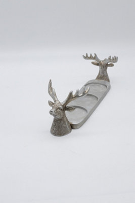 Christmas Silver Stag Pillar Candle Holder - 9