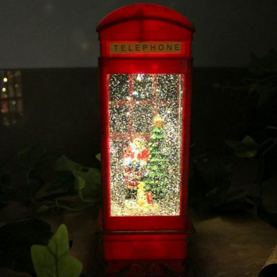 Christmas Snow Globes Red Phone Box Light Up Globe - Large Durable Christmas Lantern