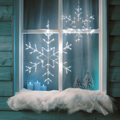 Battery operated snowflake window lights on sale