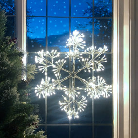 Christmas Snowflake Large 78cm Window/Wall Decoration with 336 LED Lights - Cool White - Indoor and Outdoor