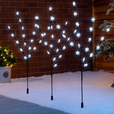 Christmas Snowflake Path Lights Flashing LED Battery Operated 3 x 84cm Christow