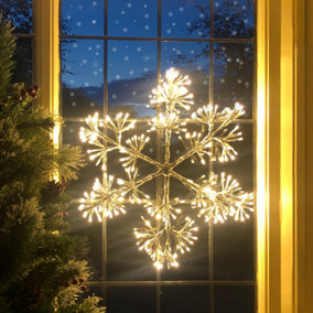 Christmas Snowflake Window/Wall Decoration with LED Lights - Warm White - Indoor and Outdoor