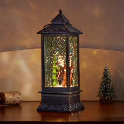 Christmas Snowglobe LED Lantern with Santa