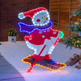 Christmas Snowman Light LED Rope Silhouette Freestanding Decoration Christow