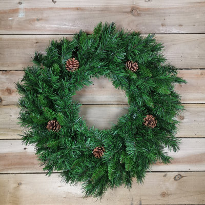 Christmas Snowtime Deluxe Princess Wreath Green With Pinecones