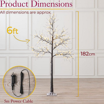Christmas Snowy Twig Tree Warm White LED Light Up Artificial Twig Christmas Decoration Indoor Outdoor Battery