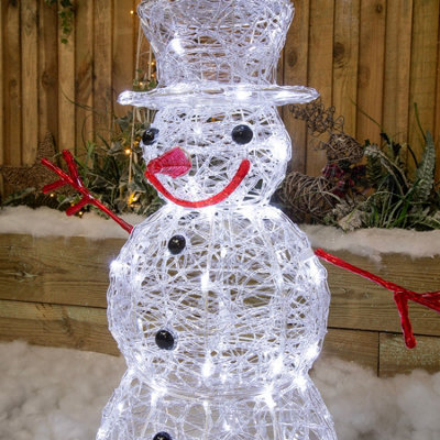Christmas Soft Acrylic 80cm Snowman with 100 Cool White Twinking LED Lights