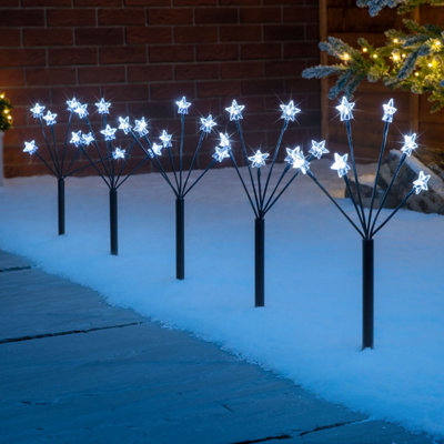 Christmas Star Branch Path Lights Outdoor Garden Battery Powered 30 LED ...