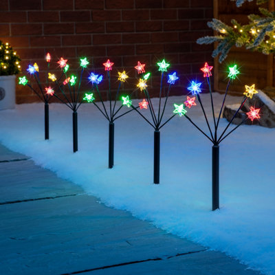 Christmas Star Branch Path Lights Outdoor Garden Battery Powered 30 LED ...
