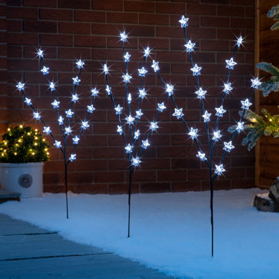 Christmas Star Branch Path Lights Outdoor Garden Battery Powered 60 LED Christow