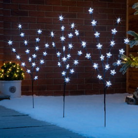 Christmas Star Branch Path Lights Outdoor Garden Battery Powered 60 LED Christow