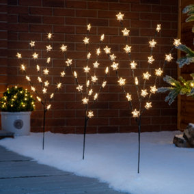 Christmas Star Branch Path Lights Outdoor Garden Battery Powered Warm White 60 LED Christow