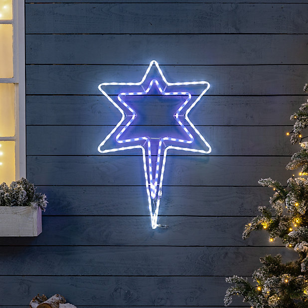 Christmas Star Light Flashing LED Wall Decoration Rope Silhouette