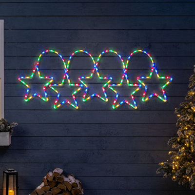 Christmas Star Light Flashing Outdoor Wall Decoration Rope Silhouette Christow