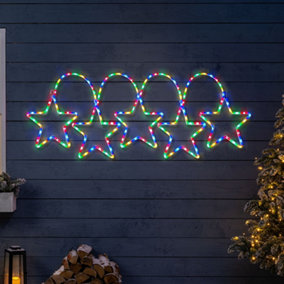Christmas Star Light Flashing Outdoor Wall Decoration Rope Silhouette Christow