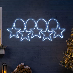 Christmas Star Light Flashing Outdoor Wall Decoration Rope Silhouette White Christow