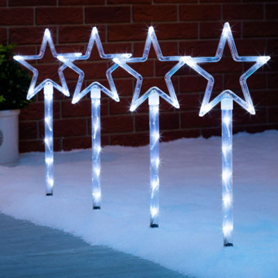 Christmas Star Path Lights Set Outdoor Flashing LED Battery Operated 4 x 44cm Price Comparisons | Compare The Build
