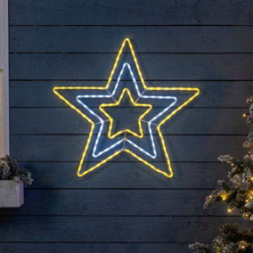 Christmas Star Rope Light Flashing LED Outdoor Wall Decoration Warm White 80cm Christow