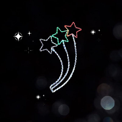 Christmas Stars Silhouette Rope Lights - Pre-Lit Acrylic Large Waving Multicolour LED Lights