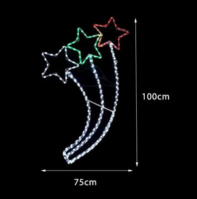 Christmas Stars Silhouette Rope Lights - Pre-Lit Acrylic Large Waving Multicolour LED Lights