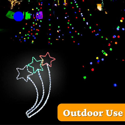 Christmas Stars Silhouette Rope Lights - Pre-Lit Acrylic Large Waving Multicolour LED Lights