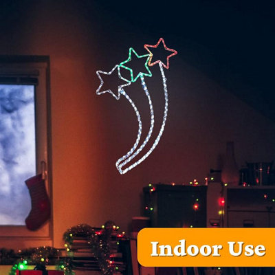 Christmas Stars Silhouette Rope Lights - Pre-Lit Acrylic Large Waving Multicolour LED Lights